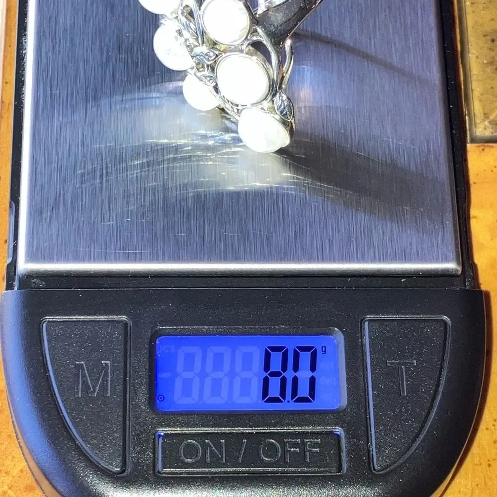 Natural Rainbow Moonstone Sterling Silver Cocktail Ring Size 7